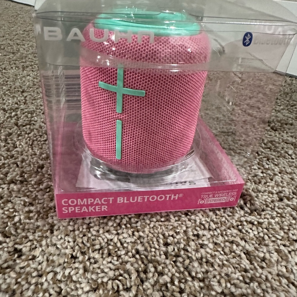 Compact Bluetooth Speaker - Pink with Teal Accents